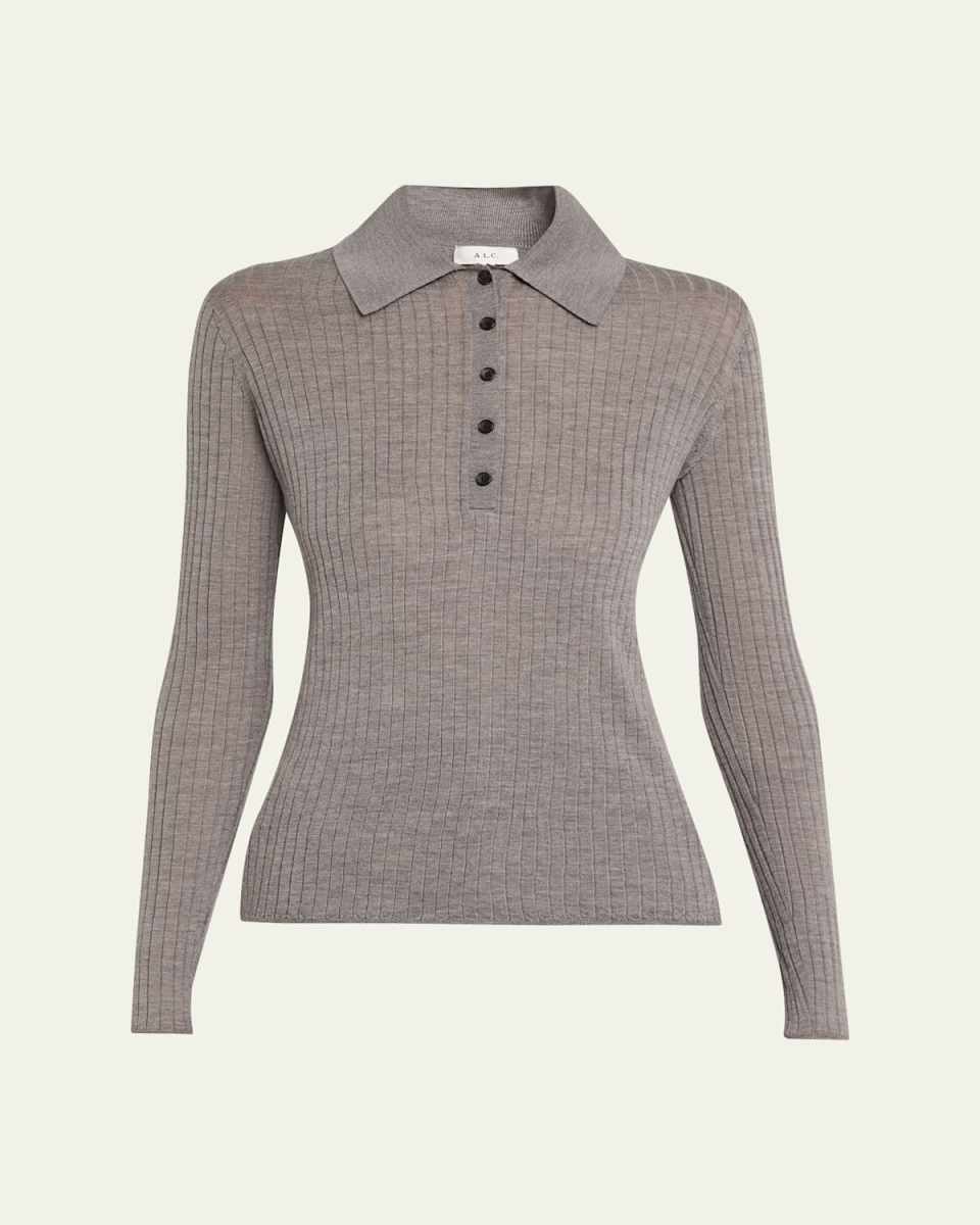 Alex Long-Sleeve Ribbed Wool Top